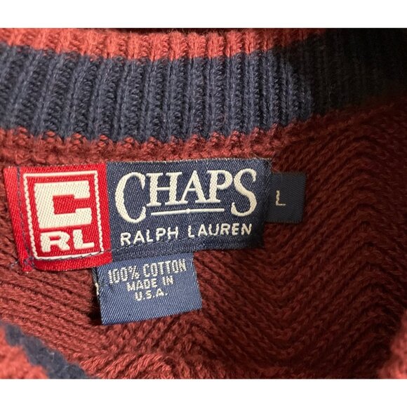 Chaps Ralph Lauren Sweater Burgundy Wine Mens Size Large 100% Cotton - Picture 8 of 9